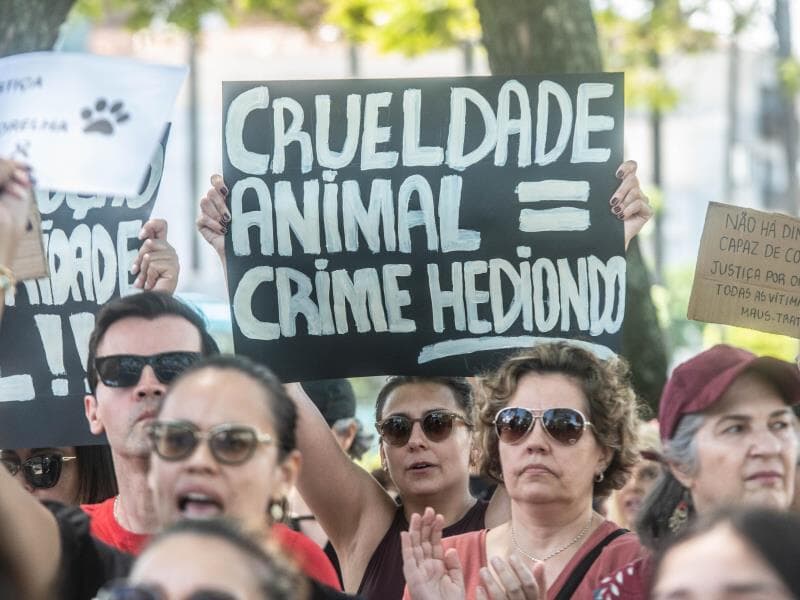Milhares de manifestantes em todo o país saíram às ruas para cobrar punição por maus-tratos a a animais. - Evandro Leal/Agencia Enquadrar/Folhapress