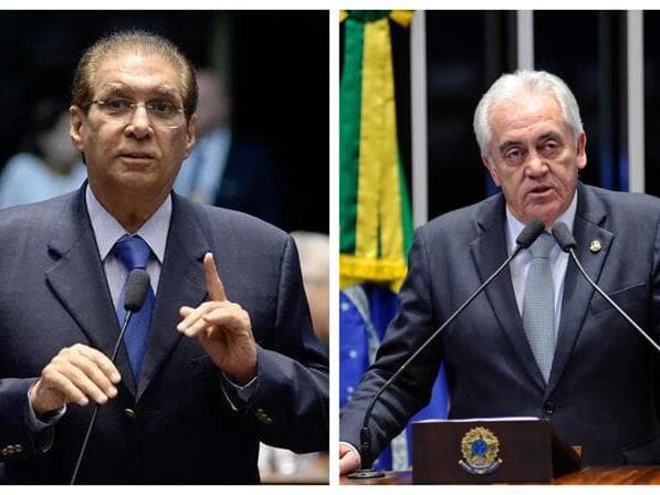 Jader, de 81 anos, e Otto, de 78, vão continuar a recuperação de casa.  - Jefferson Rudy e Pedro França/Agência Senado | Montatem Congresso em Foco