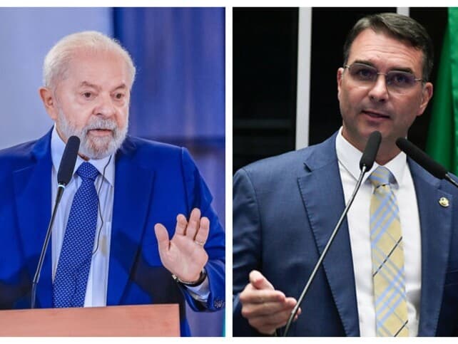 Lula e Flávio seguem à frente na disputa presidencial, de acordo com pesquisa. - Ricardo Stuckert/PR e Jefferson Rudy/Agência Senado | Montagem Congresso em Foco