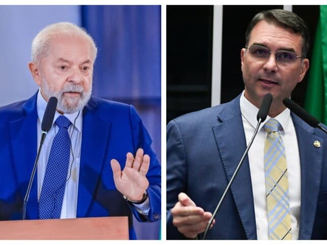 Lula e Flávio seguem à frente na disputa presidencial, de acordo com pesquisa. - Ricardo Stuckert/PR e Jefferson Rudy/Agência Senado | Montagem Congresso em Foco