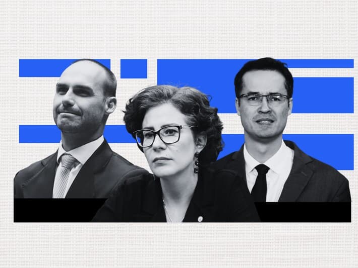 Eduardo Bolsonaro, Carla Zambelli e Deltan Dallagnol são alguns dos rostos mais conhecidos que perderam o mandato ao longo da legislatura. - Bruno Spada e Vinicius Loures/Câmara dos Deputados