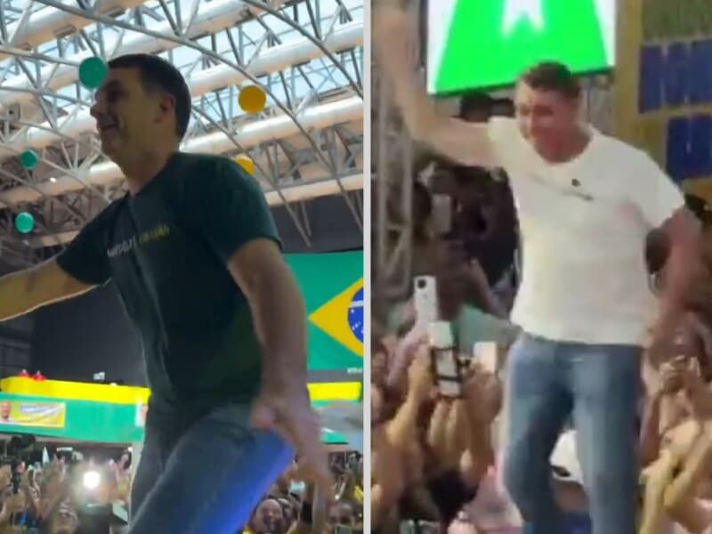 Flávio Bolsonaro aposta em "dancinhas" e estilo "leve" em comícios. - Reprodução