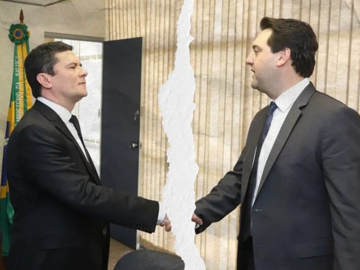 Agora adversários, Sergio Moro e Ratinho Junior se apoiaram nas eleições de 2022. - Rodrigo Félix Leal/ANPr | Montagem Congresso em Foco