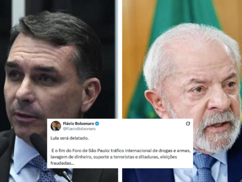 Moraes manda PF investigar Flávio por calúnia contra Lula. - Ricardo Stuckert / PR e Carlos Moura/Agência Senado