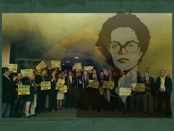 Protesto de parlamentares da oposição contra Dilma na Câmara em 2016. - Alex Ferreira/Câmara dos Deputados | Sattu Rodrigues | Arte Congresso em Foco