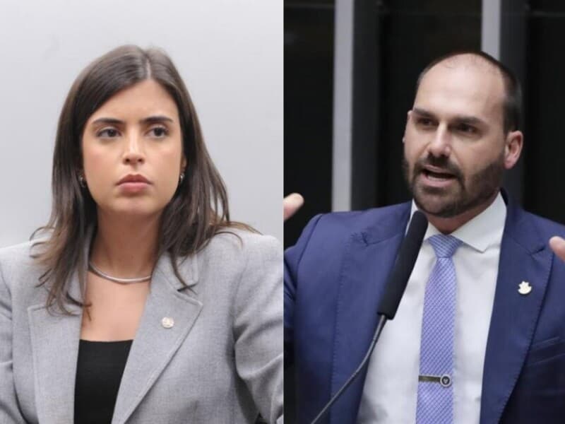 Tabata acusou Eduardo de difamação por alegar lobby em favor de empresa de produtos de higiene. - Renato Araújo / Câmara dos Deputados e Zeca Ribeiro/Câmara dos Deputados