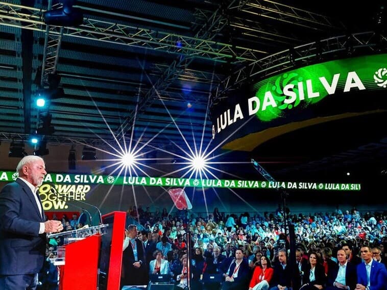 Lula durante a 1ª Reunião da Mobilização Progressista Global, realizada na Feira de Barcelona. - Ricardo Stuckert/PR