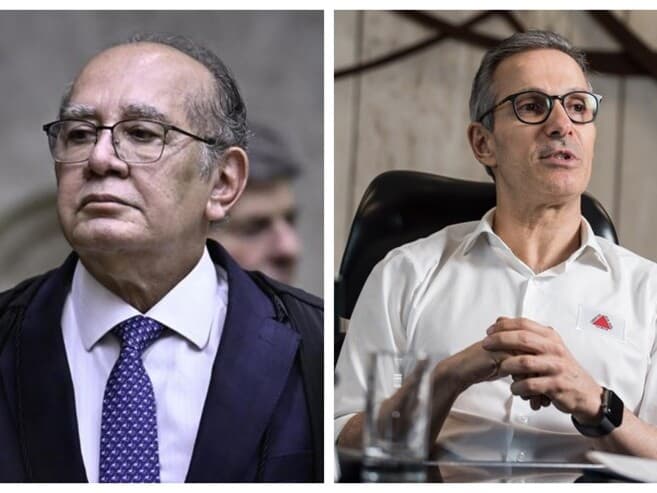 Gilmar Mendes pediu investigação de Zema por disseminação de fake news. - Ton Molina/FotoArena/Folhapress | Alexandre Rezende/Folhapress