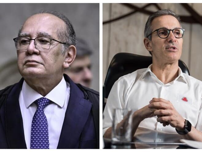 Gilmar Mendes pediu investigação de Zema por disseminação de fake news. - Ton Molina/FotoArena/Folhapress | Alexandre Rezende/Folhapress