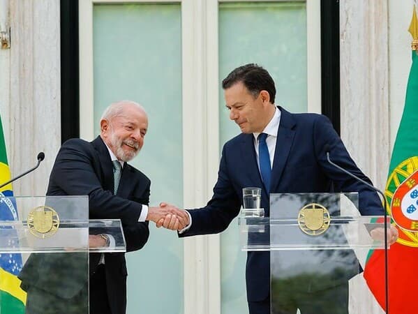 Lula e o primeiro-ministro português, Luís Montenegro, em Lisboa. - Ricardo Stuckert/PR