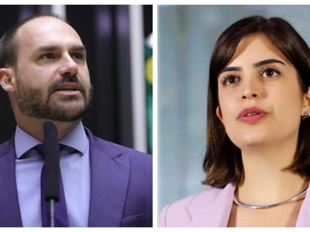 Eduardo Bolsonaro teve intenção de atacar Tabata Amaral difundindo falsas informações contra a deputado, segundo Alexandre de Moraes; - Mário Agra e Gilmar Félix/Agência Câmara | Montagem Congresso em Foco