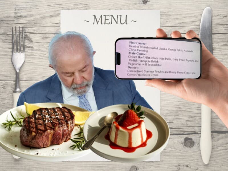 Cardápio do almoço entre Lula e Trump. - Ricardo Stuckert/PR | Arte Congresso em Foco