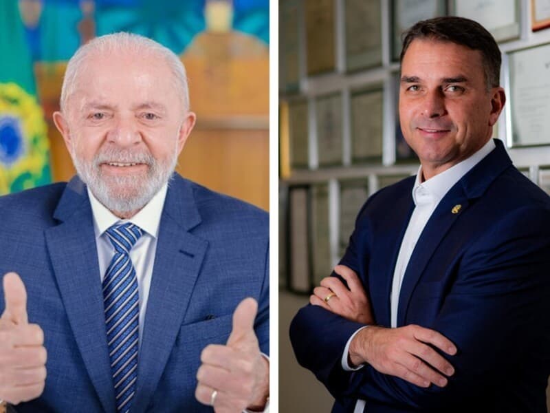 Lula e Flávio estão tecnicamente empatados no segundo turno; pesquisa mostra igjeira recuperação do presidente. - Ricardo Stucket/PR | Hugo Barreto/Ascom/Flávio Bolsonaro