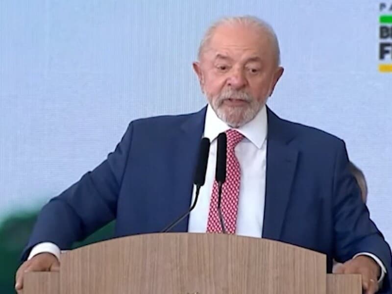 Na presença de Hugo Motta, Lula defendeu o reconhecimento do trabalho realizado pelo Congresso Nacional.  - TV Brasil/Reprodução