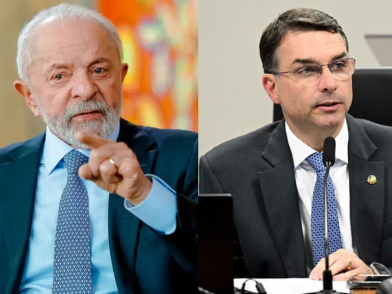 Lula aparece com 40% das intenções de voto e Flávio 31% no primeiro turno. - Ricardo Stuckert/PR/Edilson Rodrigues/Agência Senado