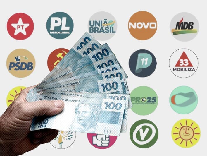 Veja a variação, entre uma eleição geral e outra, de quanto cada partido terá à sua disposição em dinheiro público para gastar na campanha eleitoral. - Arte Congresso em Foco