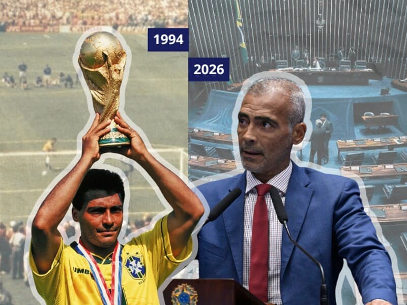 Romário foi campeão com a Seleção Brasileira em 1994. - Carlos Moura/Agência Senado | Reprodução | Arte Congresso em Foco