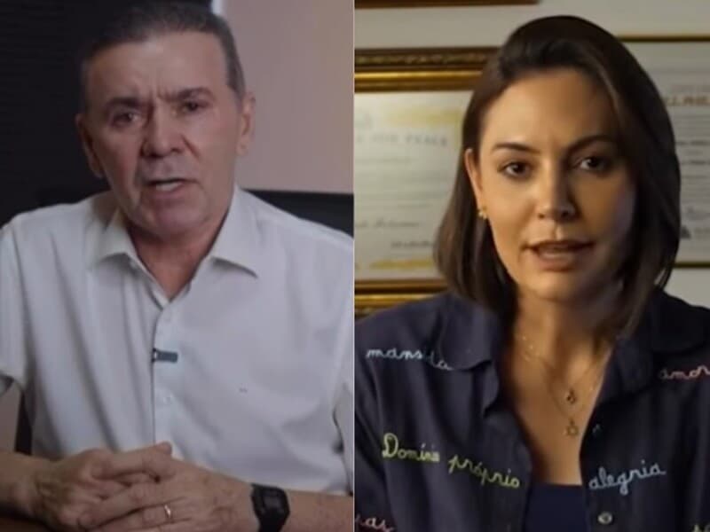 Alcides Fernandes e Michelle Bolsonaro. - Montagem Congresso em Foco