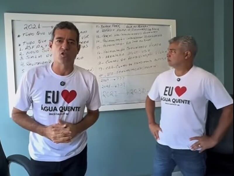 A decisão atende a pedido do Ministério Público Eleitoral, que acusa o prefeito e o vice de propaganda antecipada e coação de servidores. - Reprodução / Youtube A decisão atende a pedido do Ministério Público Eleitoral, que acusa o prefeito e o vice de propaganda antecipada e coação de servidores. - Reprodução / Youtube