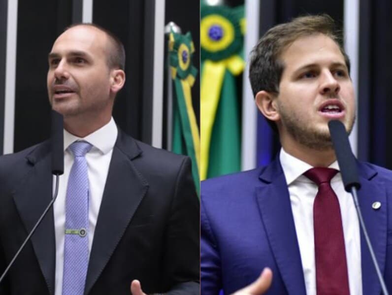 Venda de açaí para empresa chinesa gera embate entre Eduardo Bolsonaro e Pedro Campos. - Montagem Congresso em Foco | Bruno Spada / Zeca Ribeiro / Câmara dos Deputados