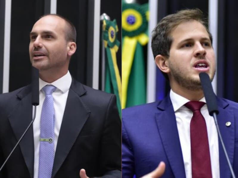 Venda de açaí para empresa chinesa gera embate entre Eduardo Bolsonaro e Pedro Campos. - Montagem Congresso em Foco | Bruno Spada / Zeca Ribeiro / Câmara dos Deputados