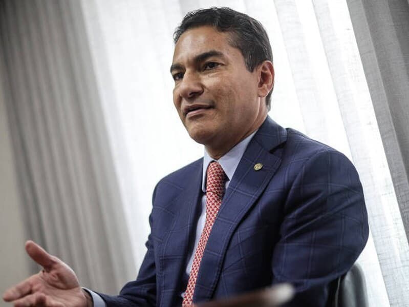 Presidente nacional do partido, Marcos Pereira declarou apoio do diretório paulista do Republicanos à candidatura de Flávio Bolsonaro. - Gabriela Biló/Folhapress