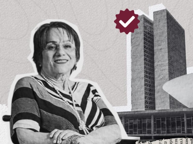 A farmacêutica Maria da Penha ficou paraplégica e escapou de duas tentativas de homicídio praticadas por seu então companheiro. - Arte Congresso em Foco