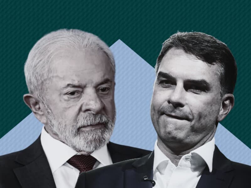 Pesquisa mostra cenário completamente indefinido para eventual segundo turno entre Lula e Flávio Bolsonaro. - Arte Congresso em Foco