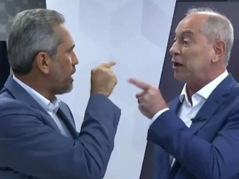 Discussão entre Ciro e Elmano precisou ser interrompida pelo mediador do debate. - Reprodução / Youtube