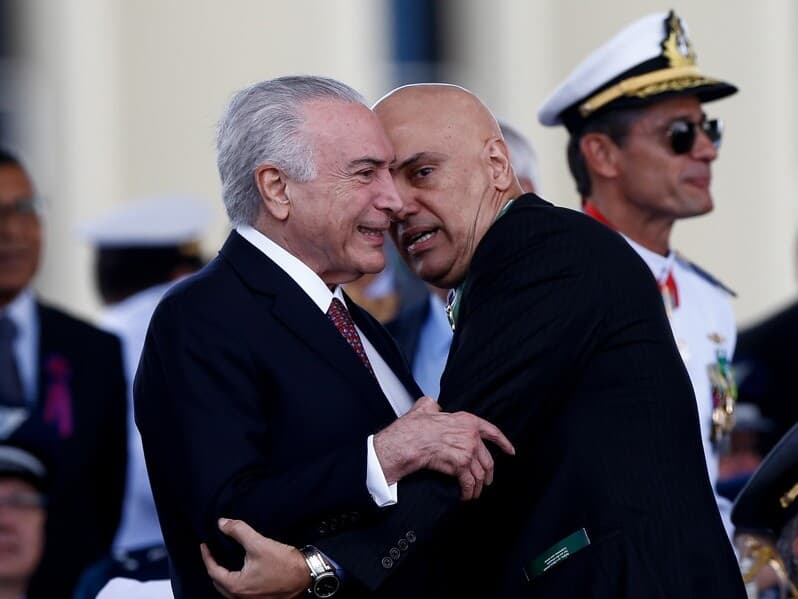 Alexandre de Moraes foi indicado por Temer para o STF, em 2017, após ser seu ministro da Justiça. Assim como ex-chefe, ministro vira momento de grave crise. - Pedro Ladeira/Folhapress Alexandre de Moraes foi indicado por Temer para o STF, em 2017, após ser seu ministro da Justiça. Assim como ex-chefe, ministro vira momento de grave crise. - Pedro Ladeira/Folhapress