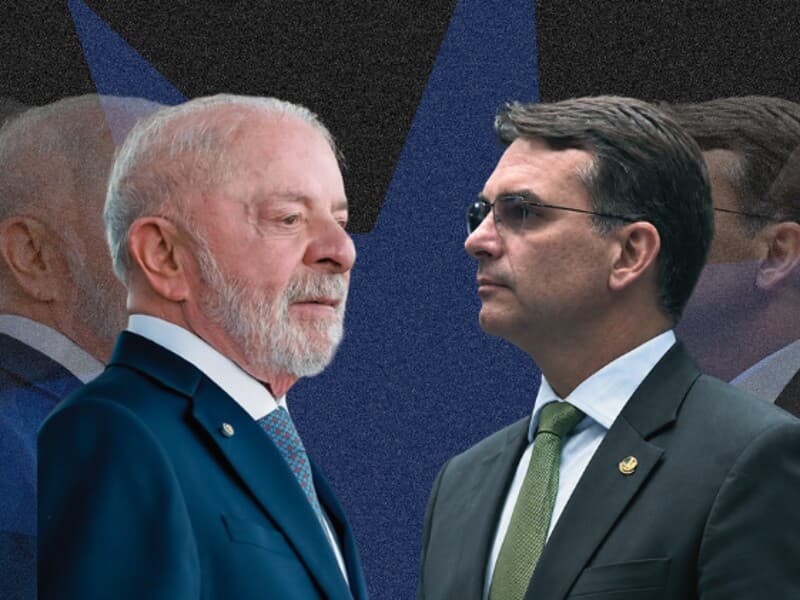 Cenário indefinido: Lula tem 47% e Flávio, 46%, em empate técnico no 2º turno, indica pesquisa - Arte Congresso em Foco Cenário indefinido: Lula tem 47% e Flávio, 46%, em empate técnico no 2º turno, indica pesquisa - Arte Congresso em Foco