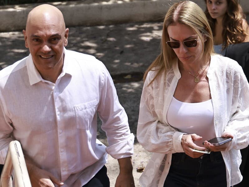 Alexandre de Moraes e a esposa, a advogada Viviane Barci de Moraes, que teve contrato milionário com o Master. - Leco Viana/Thenews2/Folhapress