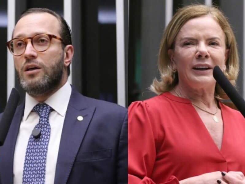 Vídeo usou manchetes de 2018 durante a campanha de 2026 para atacar a adversária. - Montagem Congresso em Foco | Kayo Magalhães / Câmara dos Deputados Vídeo usou manchetes de 2018 durante a campanha de 2026 para atacar a adversária. - Montagem Congresso em Foco | Kayo Magalhães / Câmara dos Deputados