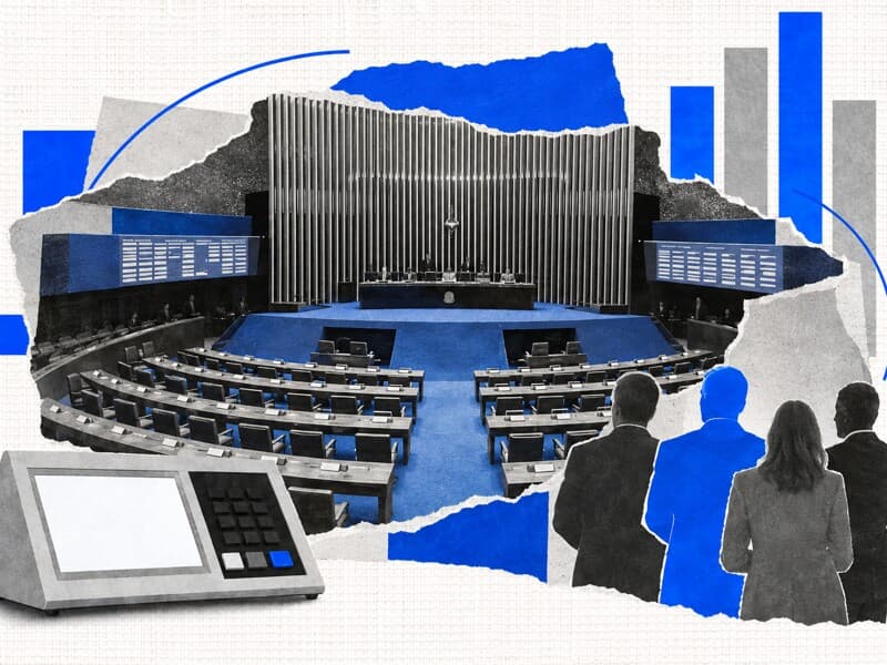 Dos 32 candidatos à reeleição, apenas sete aparecem fora das primeiras colocações nas pesquisas. Números podem mudar até o dia da votação. - Arte Congresso em Foco