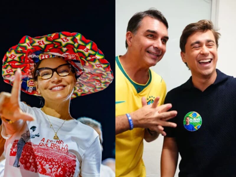 Nikolas agradeceu o apoio de Flávio e destacou sua atuação contra o PT em Minas. - Monatgem Congresso em Foco | Ricardo Stuckert | Vittor Sales/PL