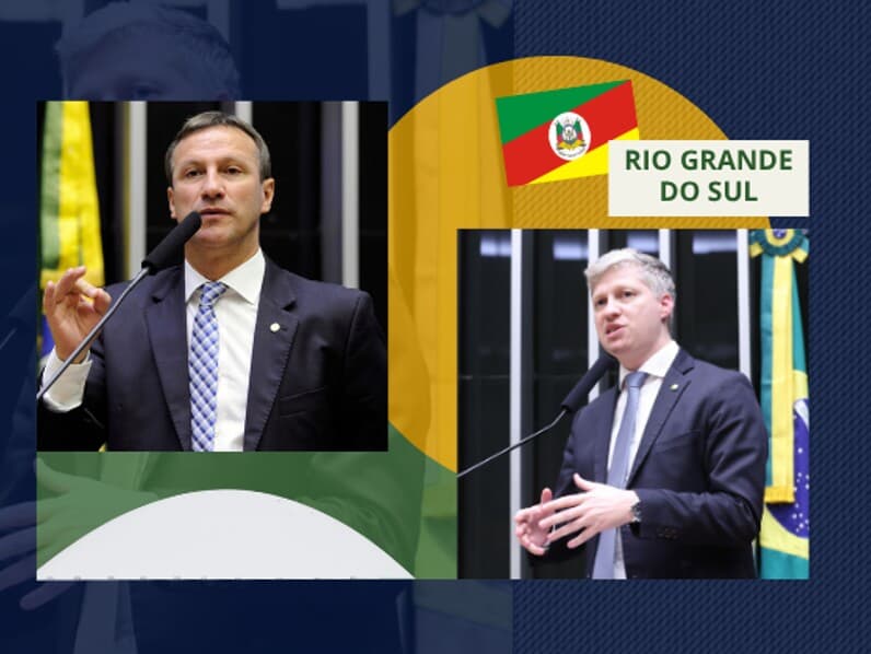 Sanderson e Marcel van Hattem vão se juntar a Hamilton Mourão na bancada do Rio Grande do Sul no Senado a partir de 2027. - Arte Congresso em Foco