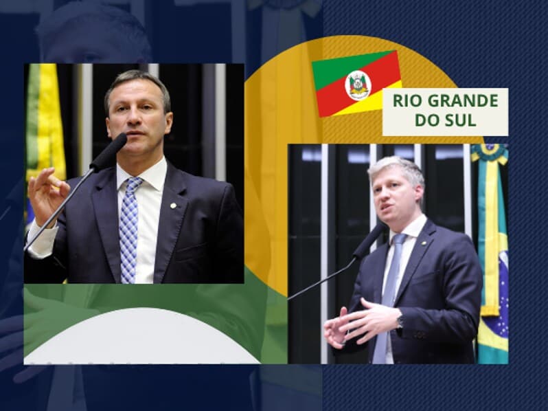 Sanderson e Marcel van Hattem vão se juntar a Hamilton Mourão na bancada do Rio Grande do Sul no Senado a partir de 2027. - Arte Congresso em Foco