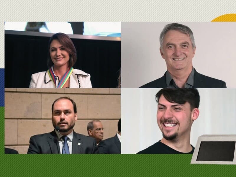 Michelle, Renato, Jair e Carlos Bolsonaro estarão no Congresso Nacional na próxima legislatura.
 - Reprodução | Arte Congresso em Foco