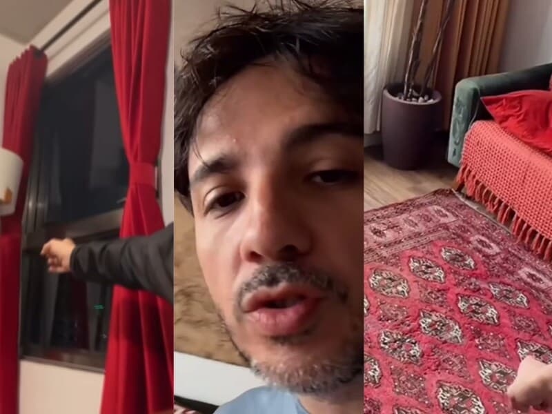 Renan Santos mostra cortina e tapete vermelhos. - Reprodução/Redes Sociais