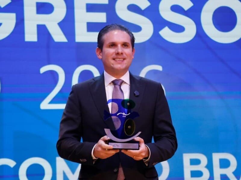 Hugo Motta recebeu o Prêmio Congresso em Foco em Relações Institucionais e Diplomacia. - Marina Ramos / Câmara dos Deputados