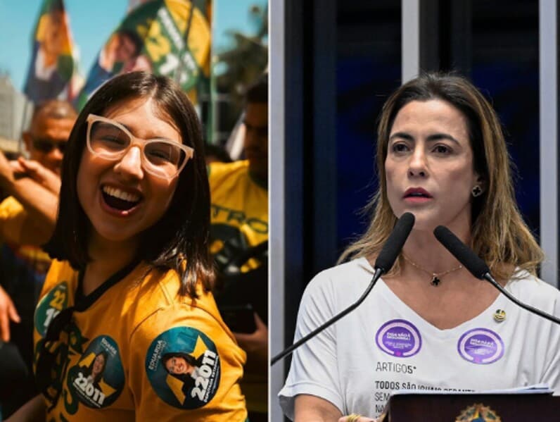 Troca de provocações entre Soraya e Eduarda ocorreu após vídeo sobre Bolsonaro. - Montagem Congresso em Foco | Reprodução / Instagram | Carlos Moura/Agência Senado