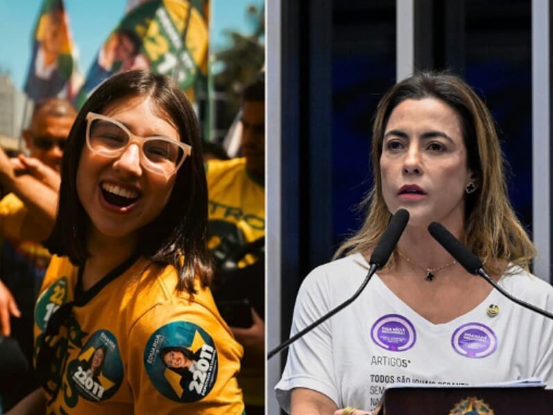 Troca de provocações entre Soraya e Eduarda ocorreu após vídeo sobre Bolsonaro. - Montagem Congresso em Foco | Reprodução / Instagram | Carlos Moura/Agência Senado