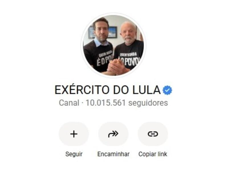 Canal "Exército do Lula" bate 10 milhões de seguidores no WhatsApp. - Reprodução/WhatsApp Canal "Exército do Lula" bate 10 milhões de seguidores no WhatsApp. - Reprodução/WhatsApp