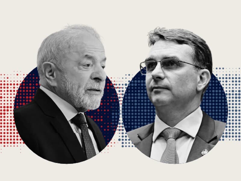 Flávio Bolsonaro e Lula disputam o segundo turno da eleição presidencial amanhã. - Arte Congresso em Foco Flávio Bolsonaro e Lula disputam o segundo turno da eleição presidencial amanhã. - Arte Congresso em Foco