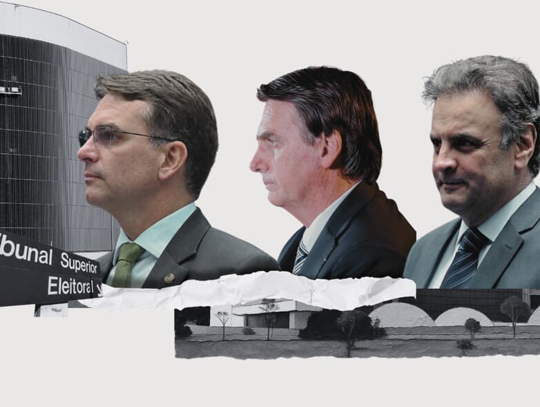 Flávio, Jair Bolsonaro e Aécio Neves contestaram o resultado das urnas após serem derrotados no segundo turno da eleição presidencial. - Arte Congresso em Foco