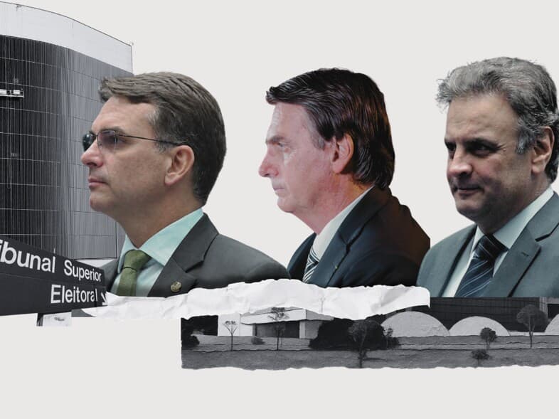Flávio, Jair Bolsonaro e Aécio Neves contestaram o resultado das urnas após serem derrotados no segundo turno da eleição presidencial. - Arte Congresso em Foco