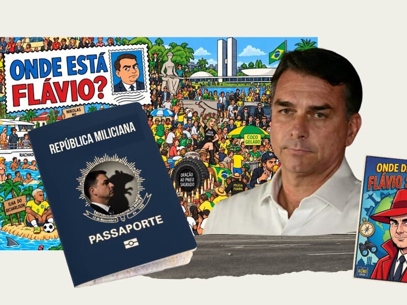 Memes e montagens sobre a suposta fuga de Flávio Bolsonaro movimentaram as redes sociais. - Arte Congresso em Foco 