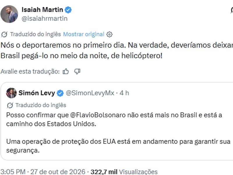 Opositor de Trump faz série de postagens contra Flávio. - Reprodução/X Opositor de Trump faz série de postagens contra Flávio. - Reprodução/X