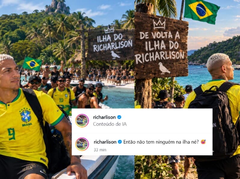 Richarlison vai às redes para falar da ilha após fuga de Flávio. - Reprodução