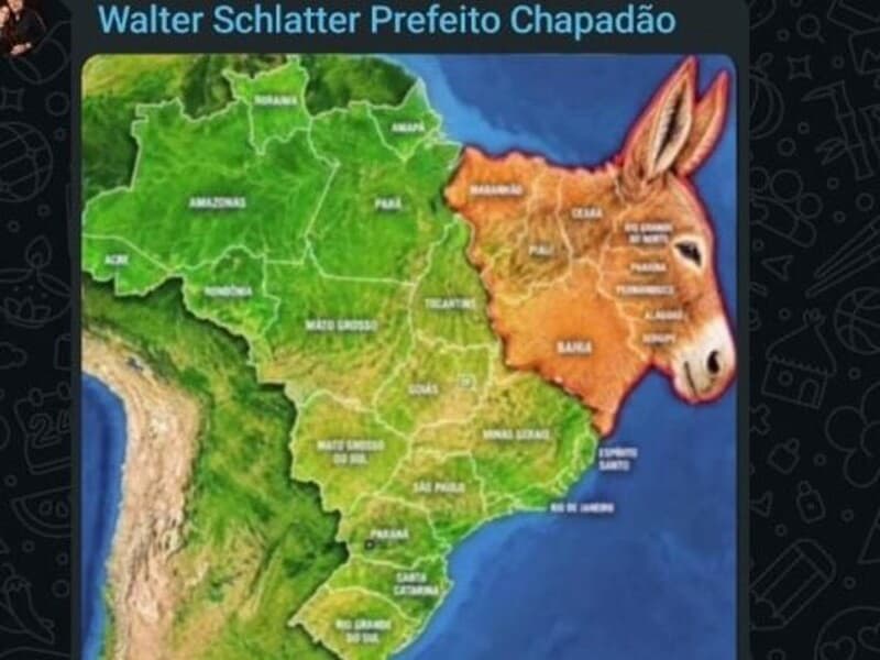 Imagem foi publicada após apuração, com maioria de votos para Lula na região Nordeste.
 - Reprodução